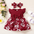 2026 Fashion Baby Girl Summer solid color breathable, wear-resistant and washable knitted top with flower print pattern dress