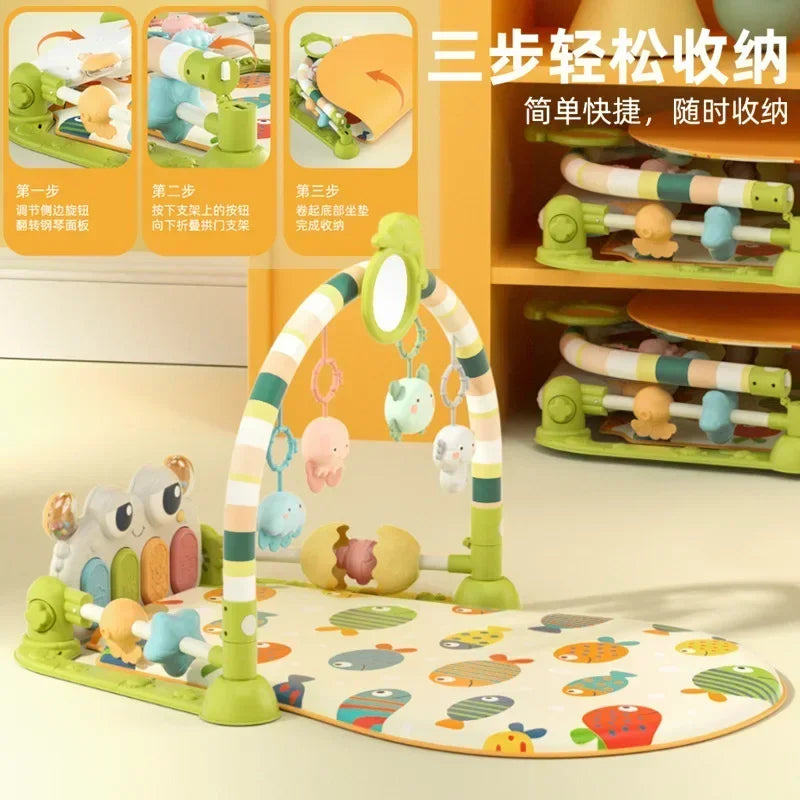 Baby Music Rack Play Mat Puzzle Carpet with Piano Keyboard Infant Playmat Gym Crawling Activity Rug Toys for 0-12 Months Gifts