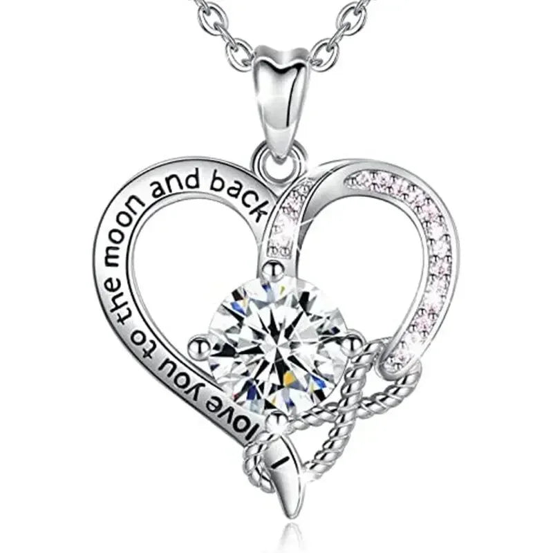 European and American Love Zircon Shining Pendant Silver Necklace Women's Declaration Anniversary Party Jewelry Wholesale