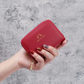 Portable Pu Leather Short Wallet Zipper Closure Cute Style Women Card Holder Simple Design Large Capacity Coin Purse For Women
