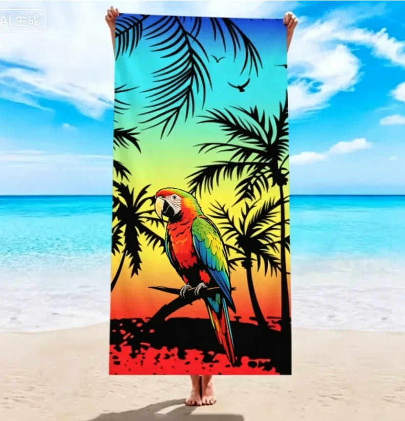 1pc Tropical Plant Printed Large Beach Towel Quick Drying Absorbent Beach Towel Swimming Vacation Camping Beach Towel