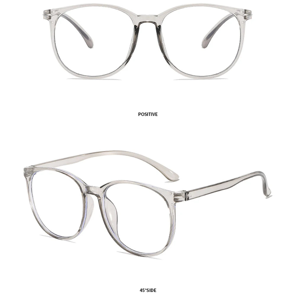 Transparent Large Frame Computer Glasses Women Round Anti Blue Light Optical Spectacle Flat Lens Eye Protection Plain Glasses