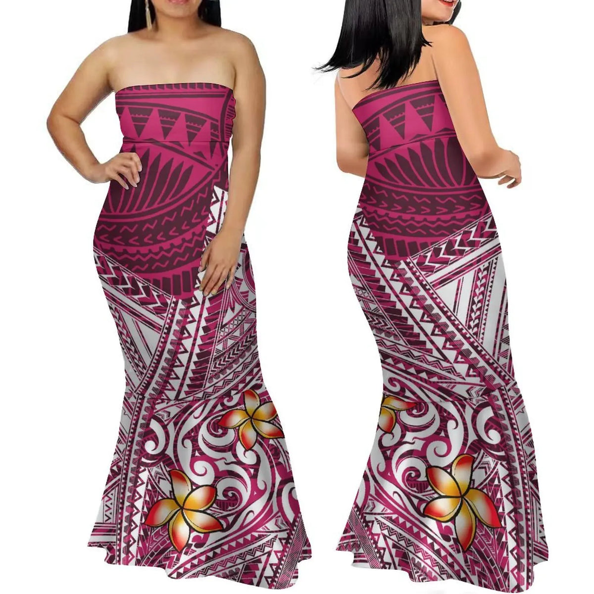 Polynesian Women'S Dress Summer Strapless Fishtail Dress Elegant Temperament Long Dress Banquet High Quality