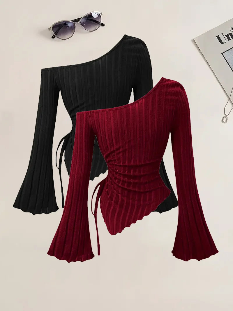 Off-Shoulder Slim Two-Piece Set