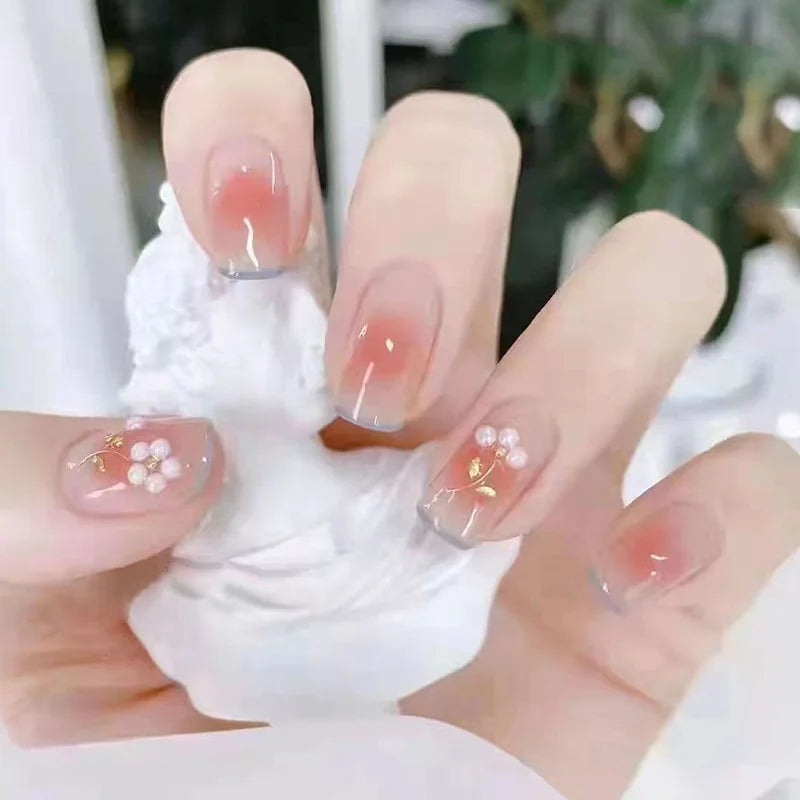 24Pcs Love Heart Butterfly Coffin Fake Nails Art French Long Ballet Detachable Wearing Press on Nail Tips Full Cover False Nails