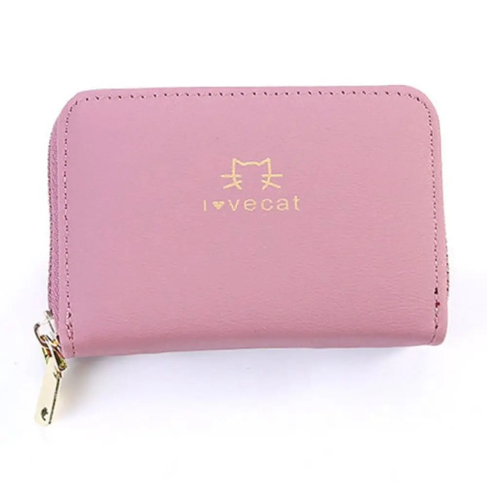 Portable Pu Leather Short Wallet Zipper Closure Cute Style Women Card Holder Simple Design Large Capacity Coin Purse For Women