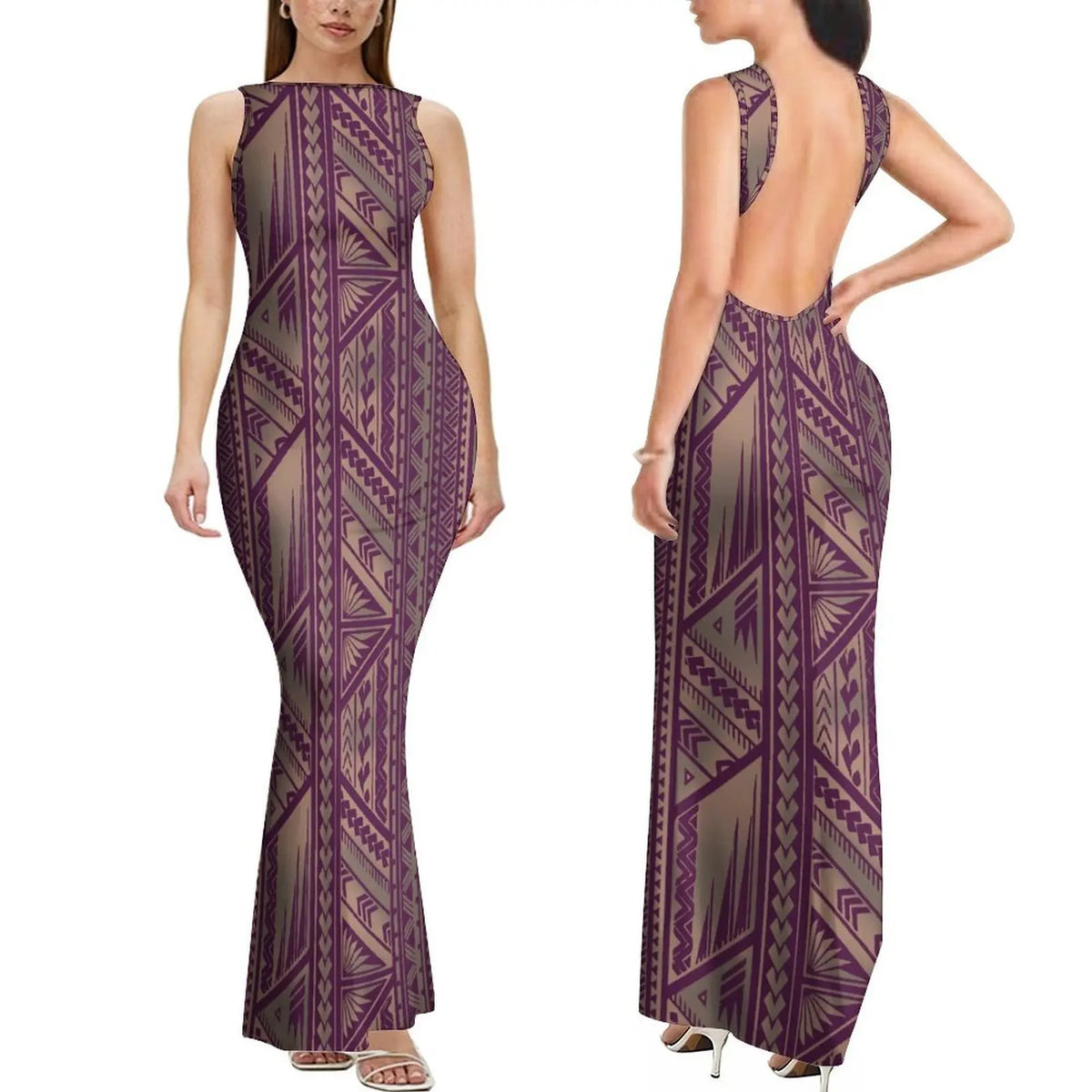 Polynesian Custom-Designed Stylish Comfortable Sleeveless Long Slim Sexy Backless Women'S Dress Elegant Evening Dress