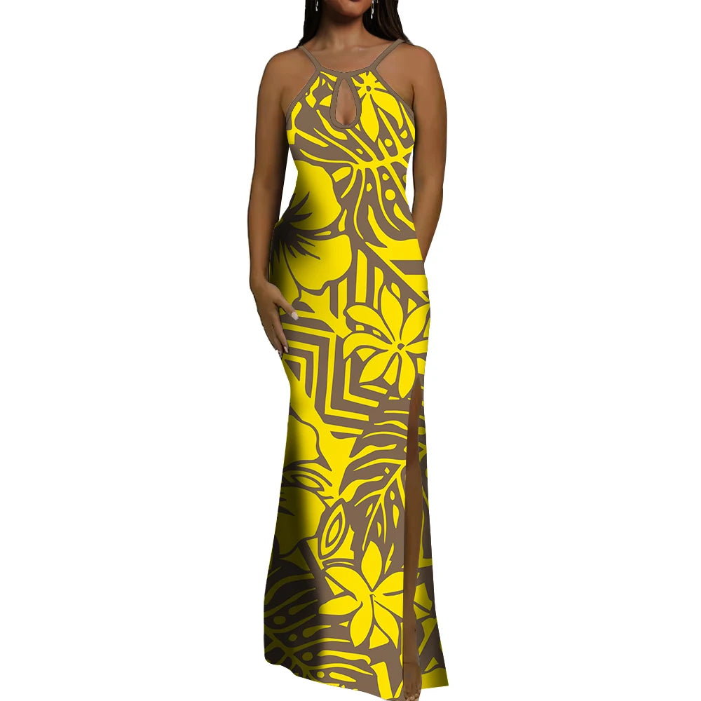 Polynesian Ethnic Tribal Style Design Dress Summer Vintage Elegant Dress Banquet High Quality Dress Custom Printed Dress