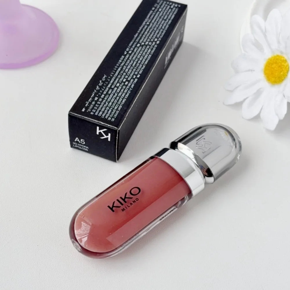 KIKO 3D Liquid Gloss Lip Glaze Mirror Plumper Lipstick Nourished Glossy Full Lips Not Fading Milk Tea Bean Paste Makeup Cosmetic