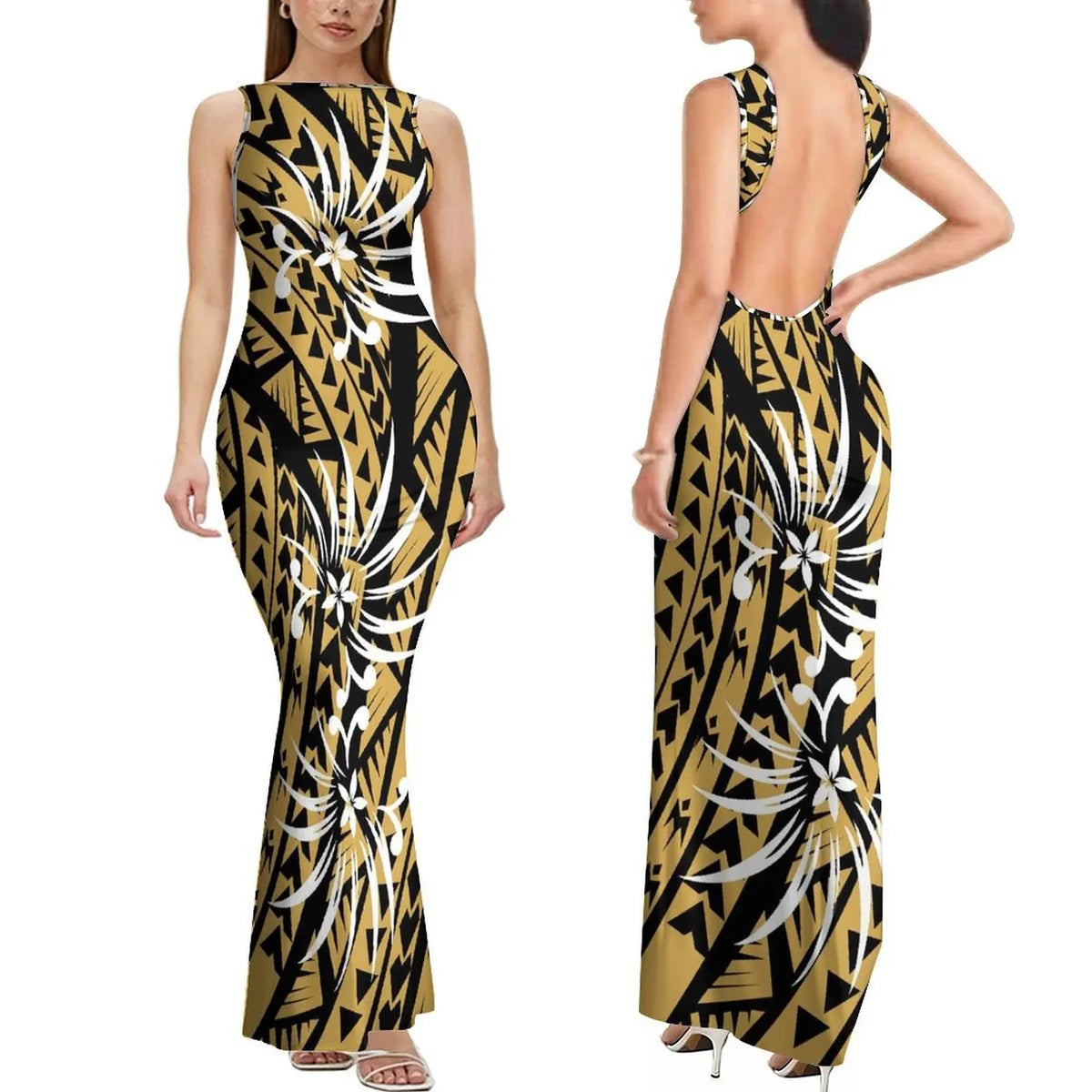 Polynesian Custom-Designed Stylish Comfortable Sleeveless Long Slim Sexy Backless Women'S Dress Elegant Evening Dress