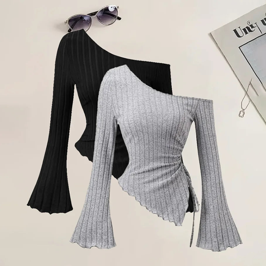 Off-Shoulder Slim Two-Piece Set
