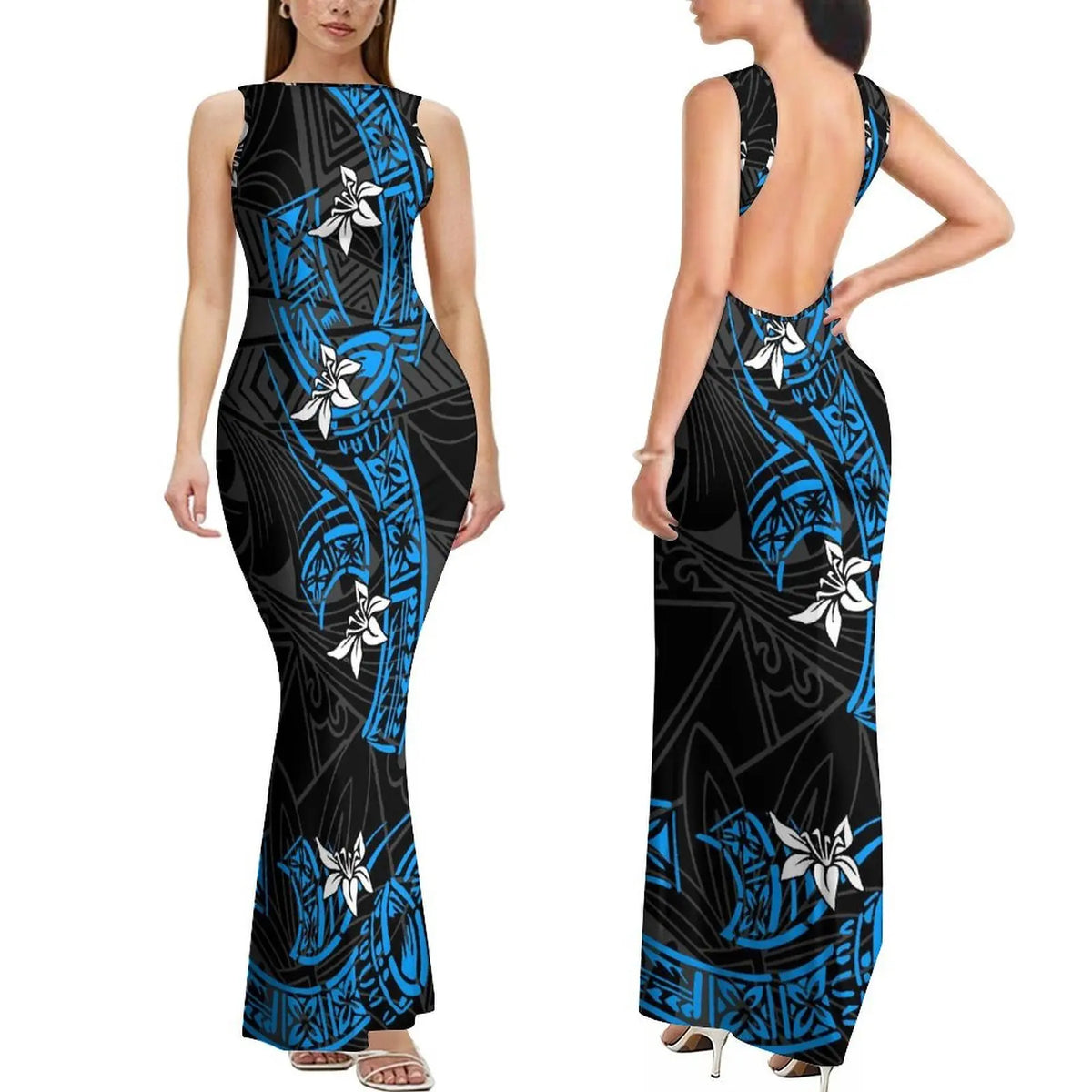 Polynesian Custom-Designed Stylish Comfortable Sleeveless Long Slim Sexy Backless Women'S Dress Elegant Evening Dress