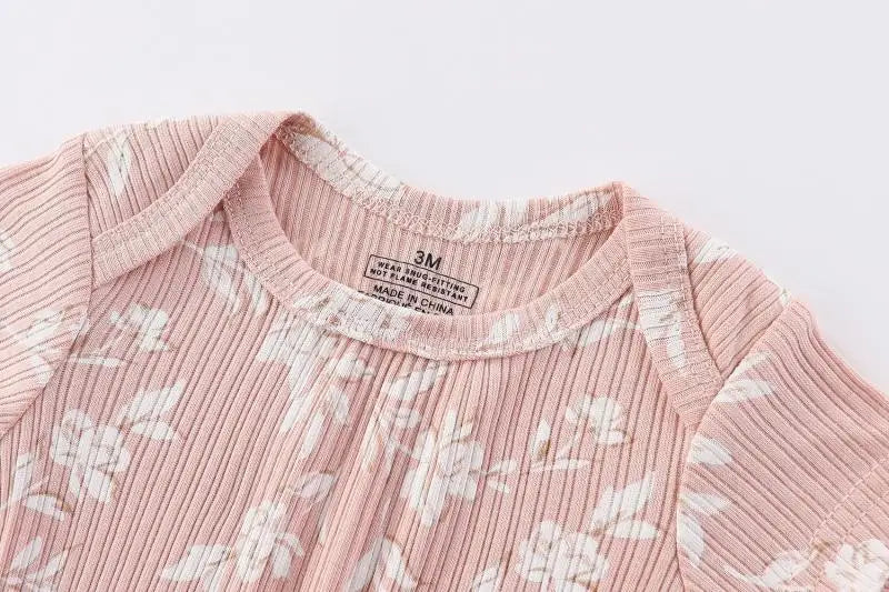 5Pieces Unisex New Born Bodysuits Print Summer Cotton Baby Girl Clothes Sleeveless Cartoon Baby Boy Clothes Set Solid Color