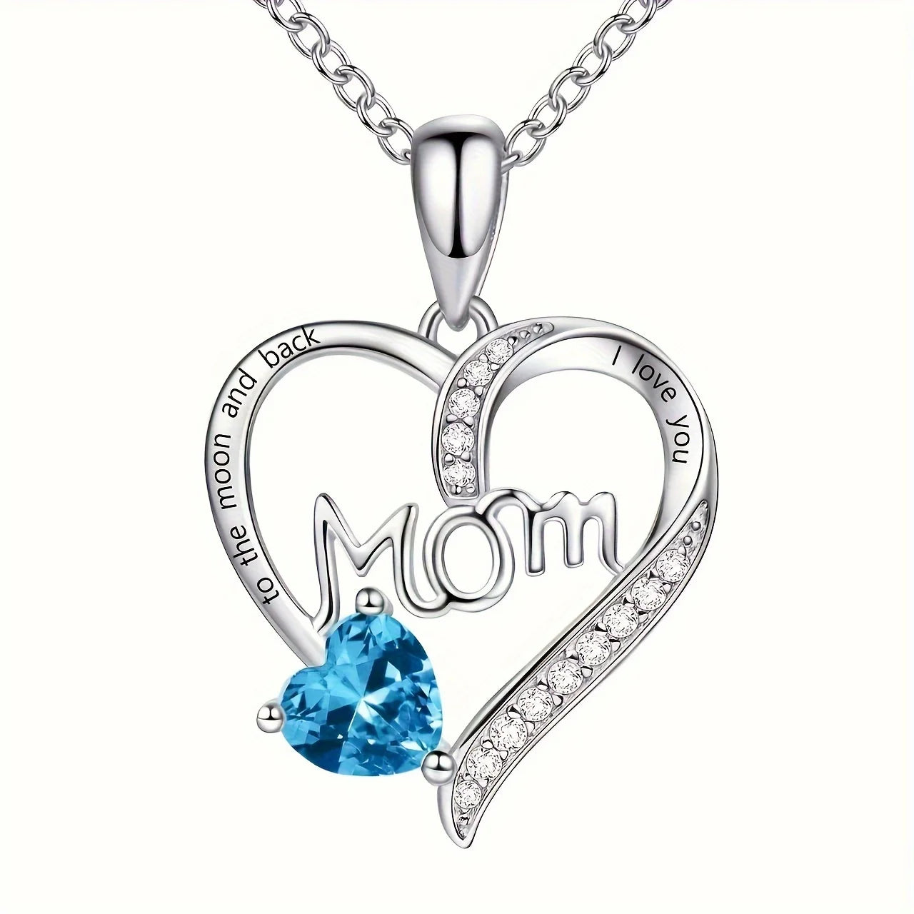 A Mother's Day gift, a heart-shaped mom with engraved words and Rhinestone, a multi-color accessory, a versatile female necklace
