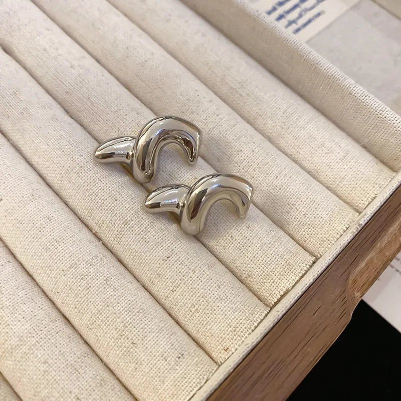 Personalized Design Irregular Geometric Leaf Stud Earrings Punk Golden Metal Female Earring Carnival Banquet Festival Jewelry