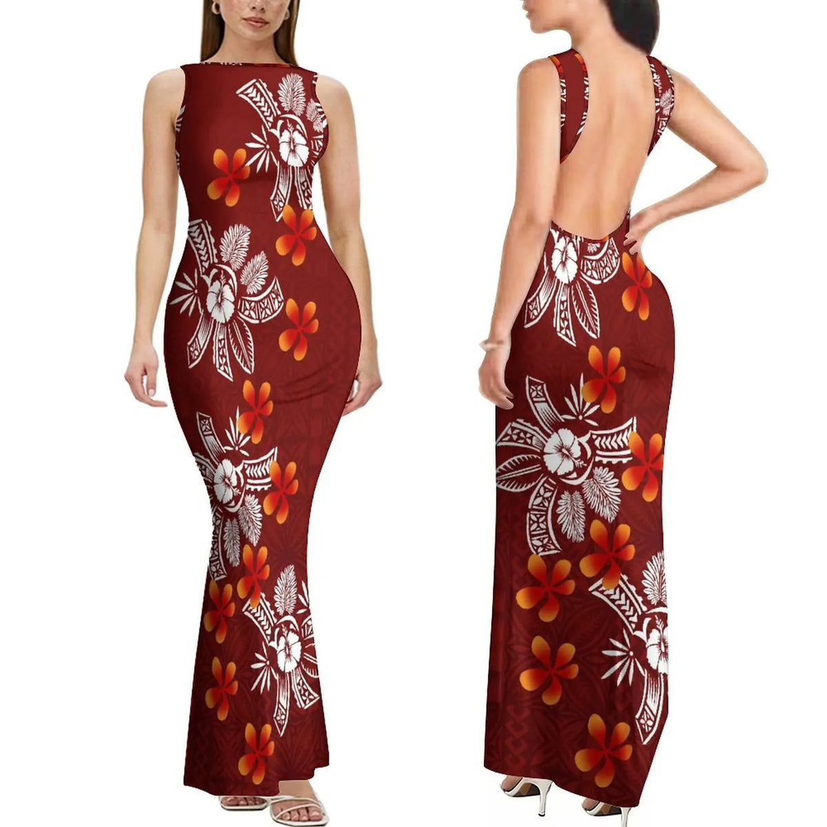 Polynesian Custom-Designed Stylish Comfortable Sleeveless Long Slim Sexy Backless Women'S Dress Elegant Evening Dress