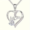 A Mother's Day gift, a heart-shaped mom with engraved words and Rhinestone, a multi-color accessory, a versatile female necklace