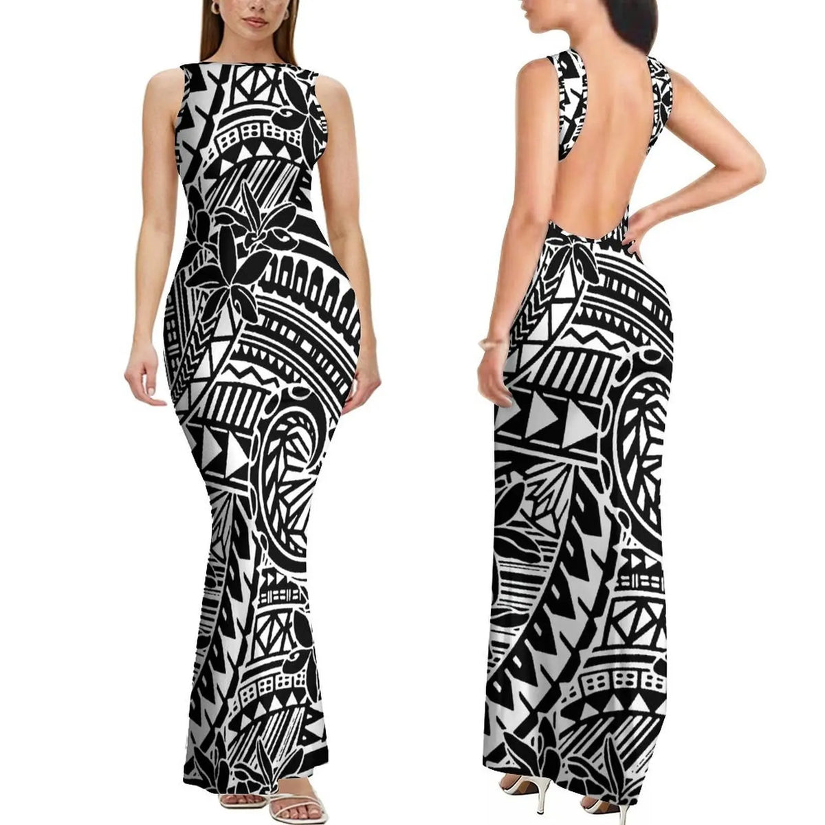 Polynesian Custom-Designed Stylish Comfortable Sleeveless Long Slim Sexy Backless Women'S Dress Elegant Evening Dress