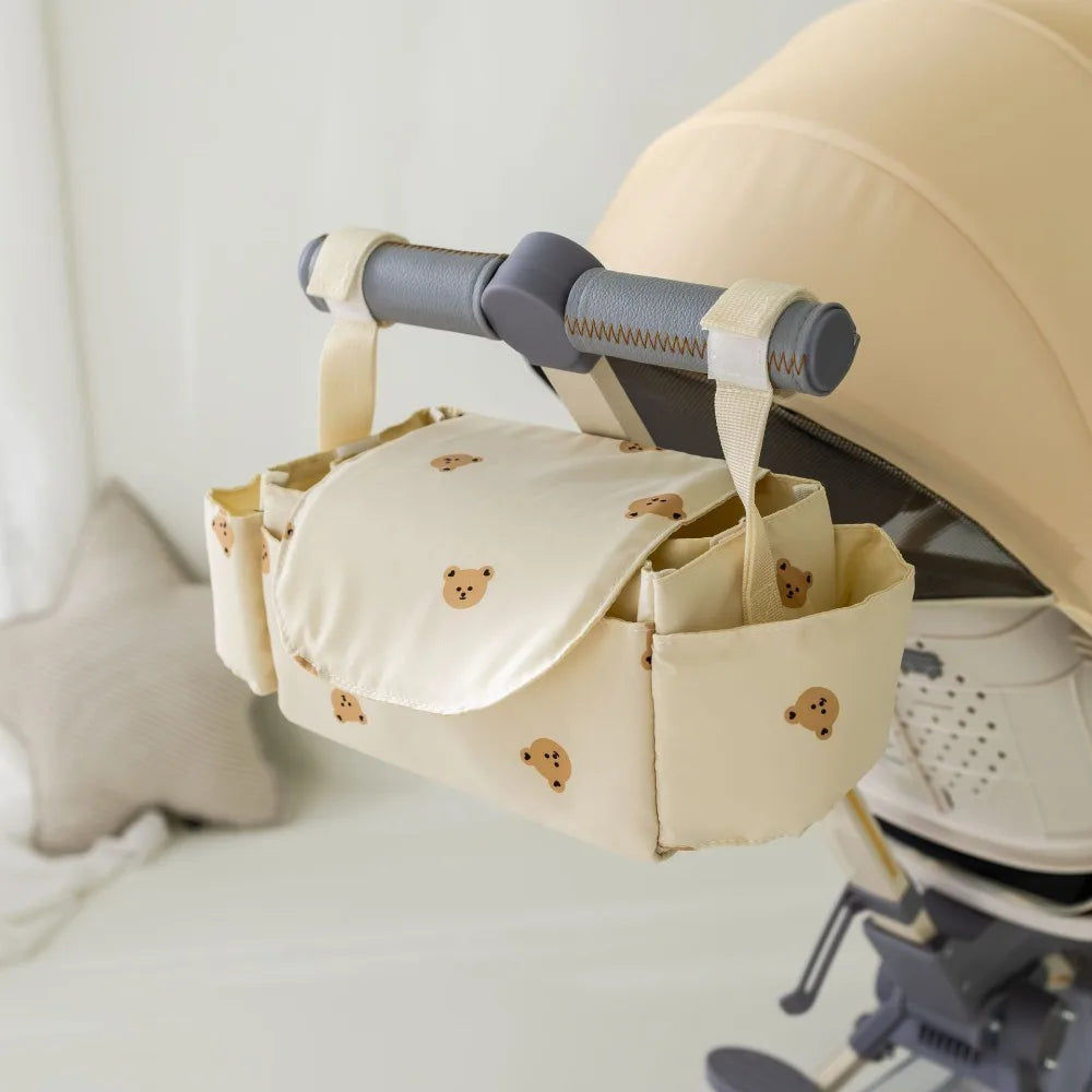 Cartoon Stroller Organizer Bag Cloth Multi Pocket Pram Storage Bag Bear Diaper Bottle Baby Stroller Bag