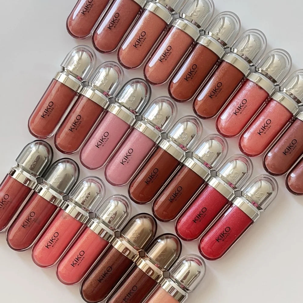 KIKO 3D Liquid Gloss Lip Glaze Mirror Plumper Lipstick Nourished Glossy Full Lips Not Fading Milk Tea Bean Paste Makeup Cosmetic