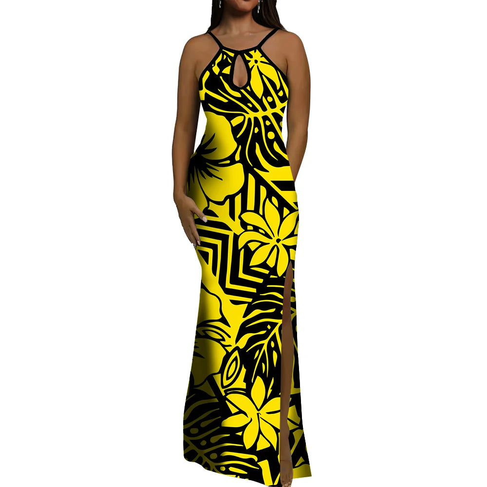 Polynesian Ethnic Tribal Style Design Dress Summer Vintage Elegant Dress Banquet High Quality Dress Custom Printed Dress