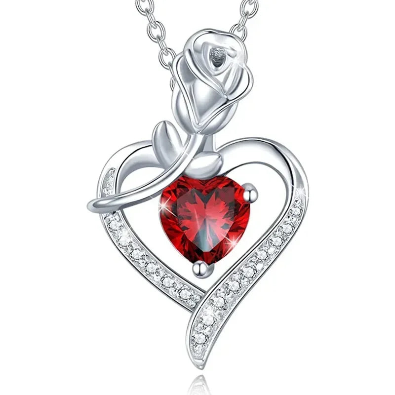 European and American Love Zircon Shining Pendant Silver Necklace Women's Declaration Anniversary Party Jewelry Wholesale