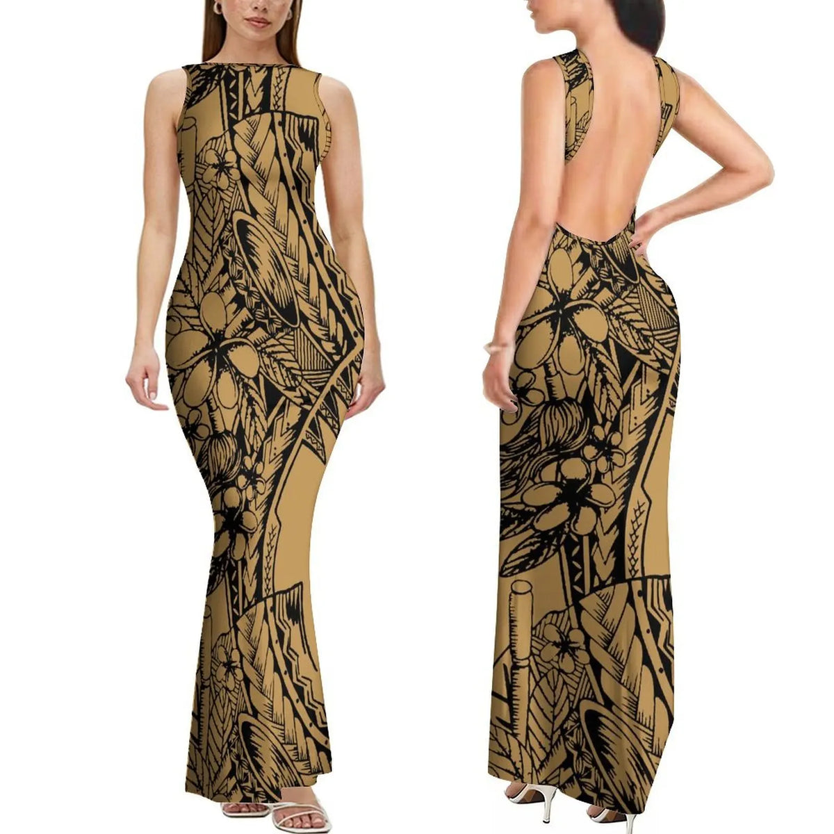 Polynesian Custom-Designed Stylish Comfortable Sleeveless Long Slim Sexy Backless Women'S Dress Elegant Evening Dress