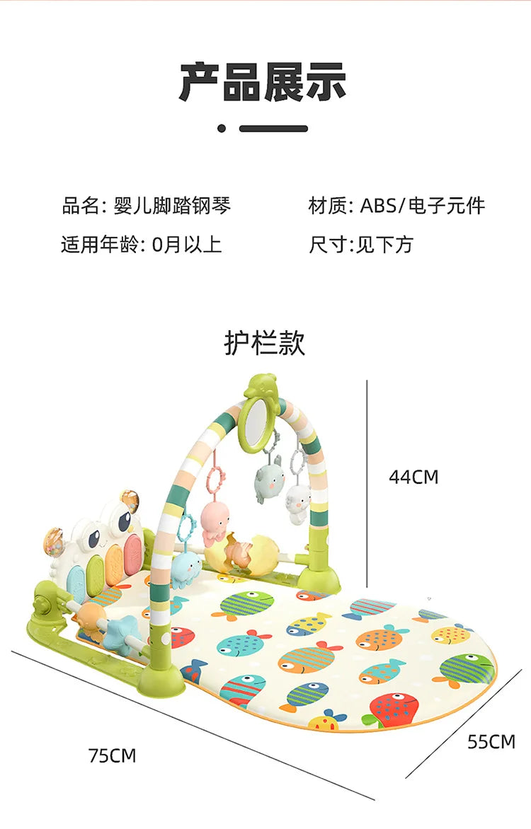 Baby Music Rack Play Mat Puzzle Carpet with Piano Keyboard Infant Playmat Gym Crawling Activity Rug Toys for 0-12 Months Gifts