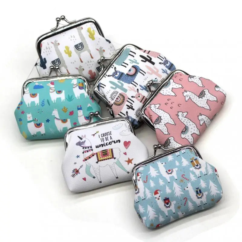 Mini Wallets Cartoon Alpaca Women Girls Cute Kids Coin Purses Ladies Hasp Money Bags Girls Change Purse Female Children Pouch
