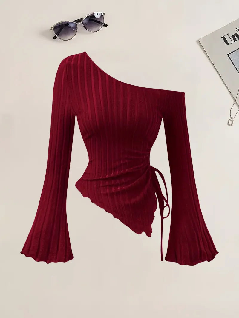 Off-Shoulder Slim Two-Piece Set