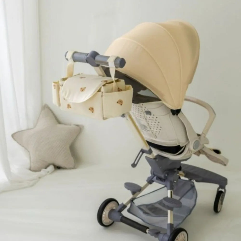Cartoon Stroller Organizer Bag Cloth Multi Pocket Pram Storage Bag Bear Diaper Bottle Baby Stroller Bag