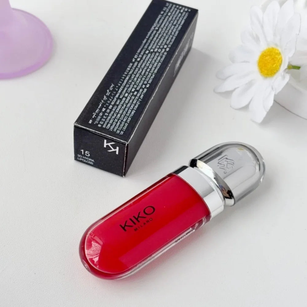 KIKO 3D Liquid Gloss Lip Glaze Mirror Plumper Lipstick Nourished Glossy Full Lips Not Fading Milk Tea Bean Paste Makeup Cosmetic