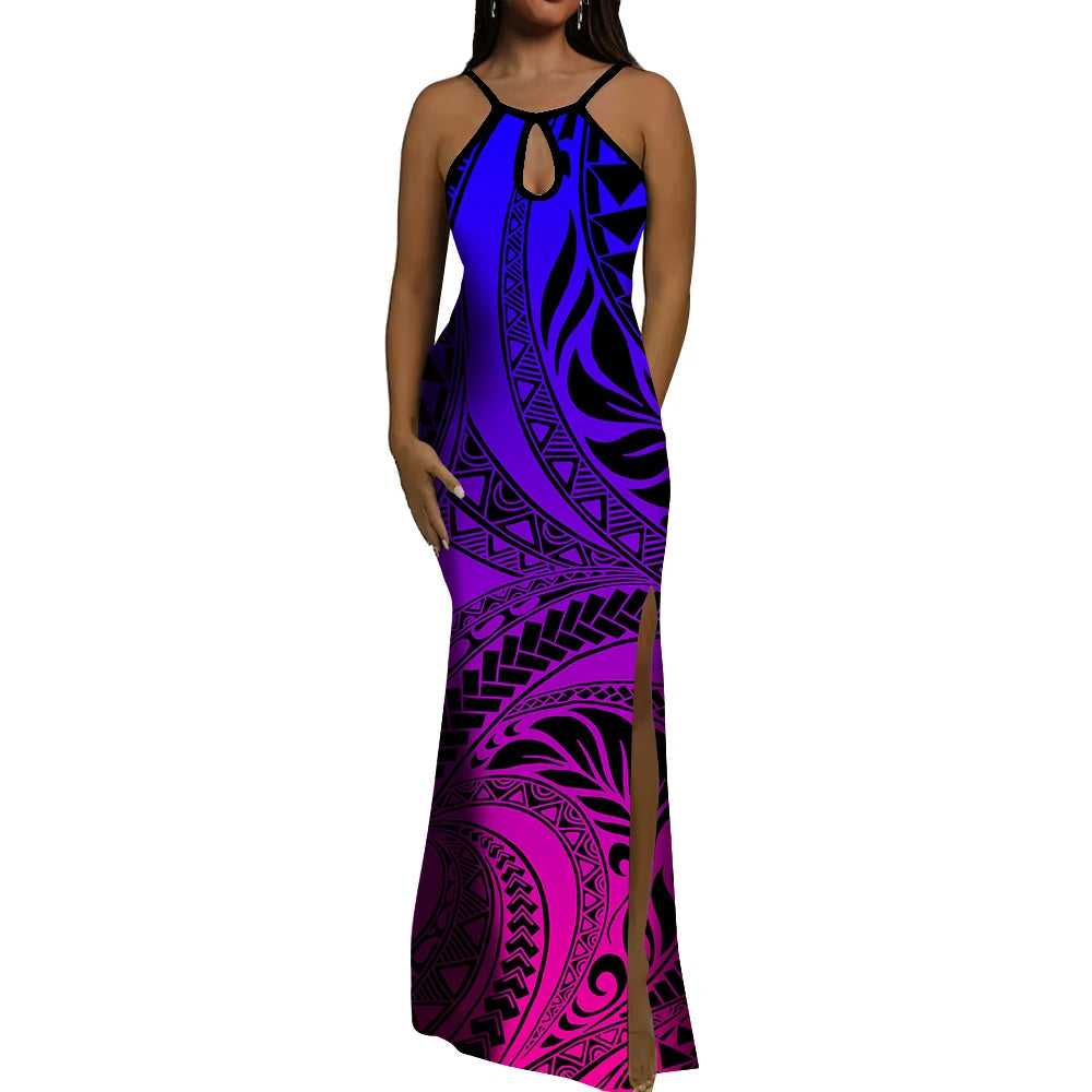Polynesian Ethnic Tribal Style Design Dress Summer Vintage Elegant Dress Banquet High Quality Dress Custom Printed Dress