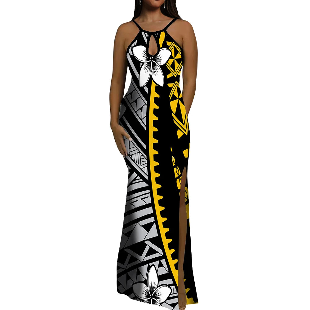 Polynesian Ethnic Tribal Style Design Dress Summer Vintage Elegant Dress Banquet High Quality Dress Custom Printed Dress