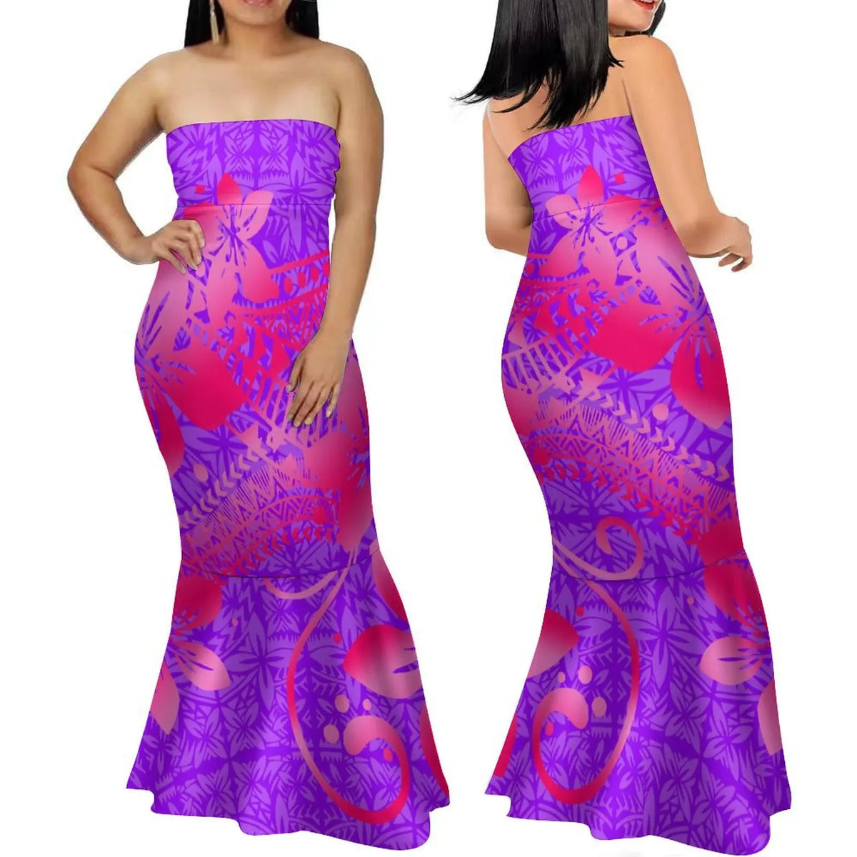 Polynesian Women'S Dress Summer Strapless Fishtail Dress Elegant Temperament Long Dress Banquet High Quality