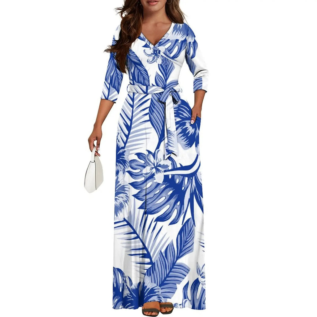 Polynesian Custom Couple Clothing Autumn Long Sleeve New Women'S Dress Hawaii Men'S Formal Shirt 2-Piece Set 2025 New