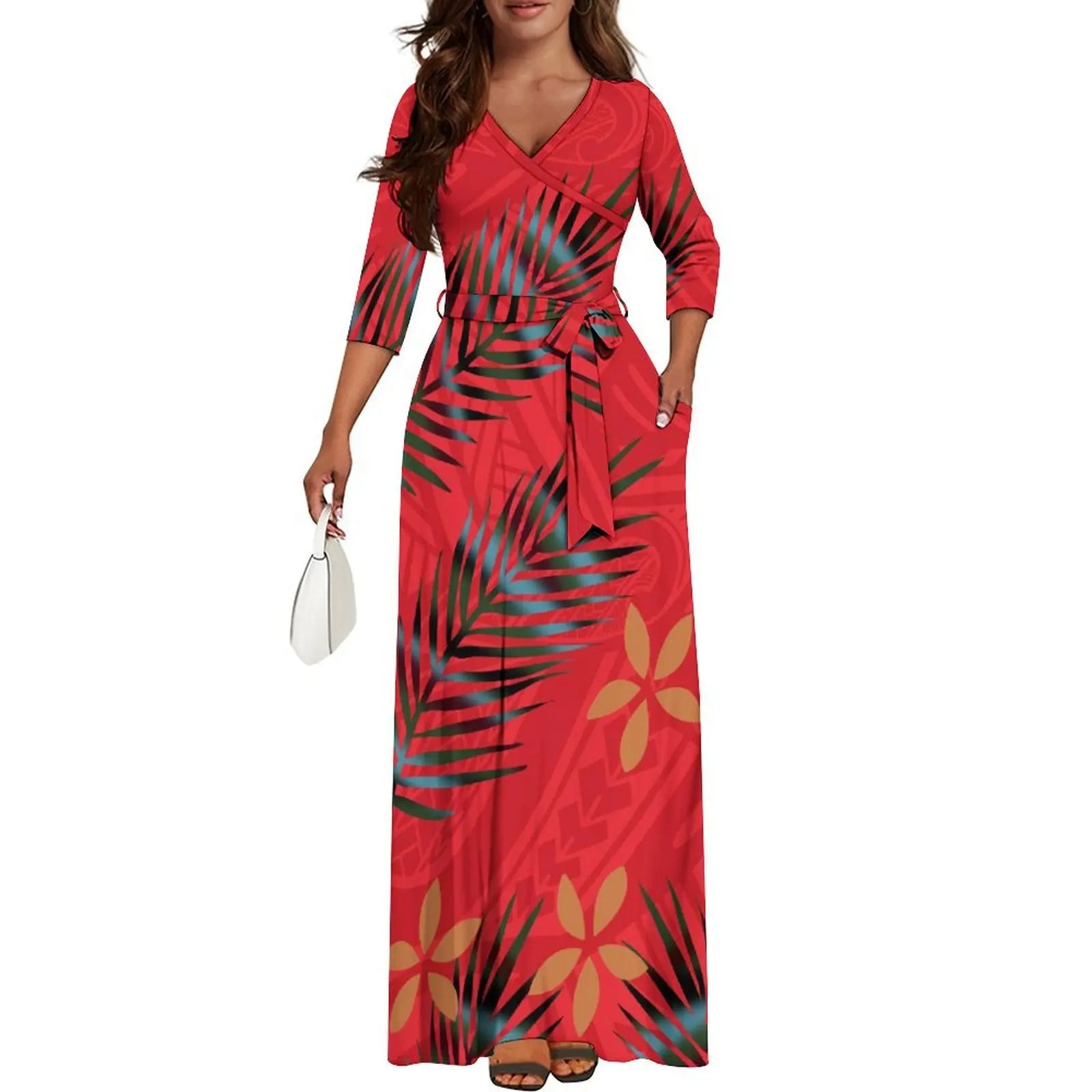 Polynesian Custom Couple Clothing Autumn Long Sleeve New Women'S Dress Hawaii Men'S Formal Shirt 2-Piece Set 2025 New
