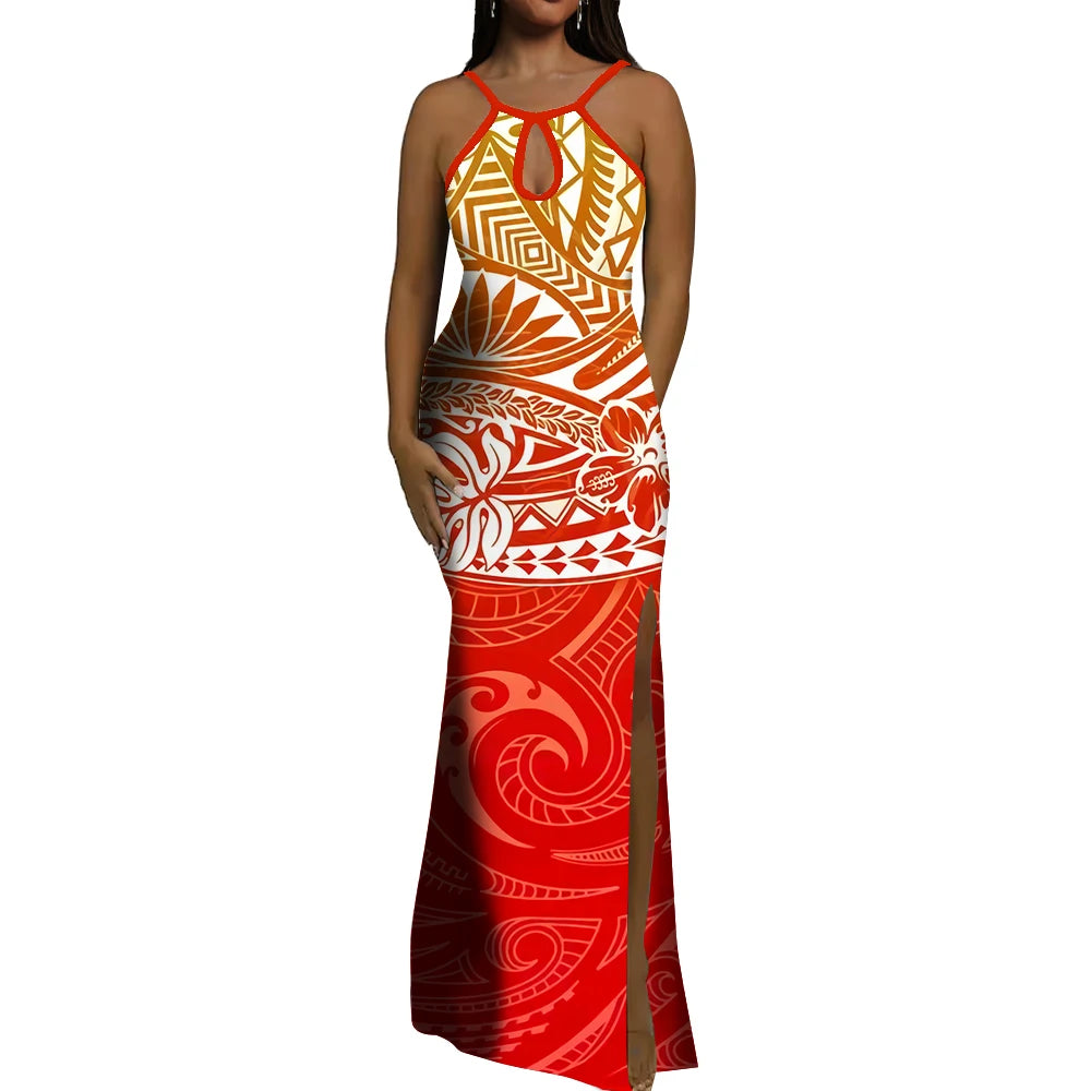Polynesian Ethnic Tribal Style Design Dress Summer Vintage Elegant Dress Banquet High Quality Dress Custom Printed Dress