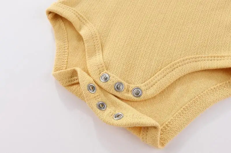 5Pieces Unisex New Born Bodysuits Print Summer Cotton Baby Girl Clothes Sleeveless Cartoon Baby Boy Clothes Set Solid Color