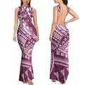 Summer Mature And Elegant Sleeveless Long Slimming And Sexy Backless Women'S Dress With Polynesian Custom Pattern