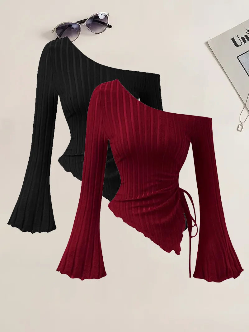 Off-Shoulder Slim Two-Piece Set