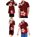 Summer Pacific Island Samoa Family Set Women'S Puletasi Dress Men'S Hawaiian Shirt Festival Party Floral Printed Clothing