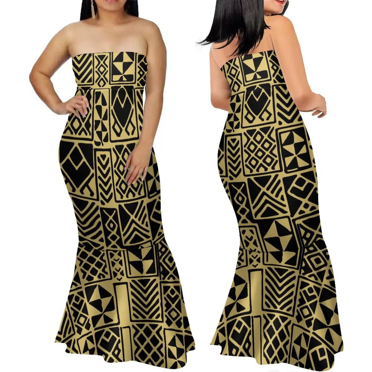 Polynesian Women'S Dress Summer Strapless Fishtail Dress Elegant Temperament Long Dress Banquet High Quality