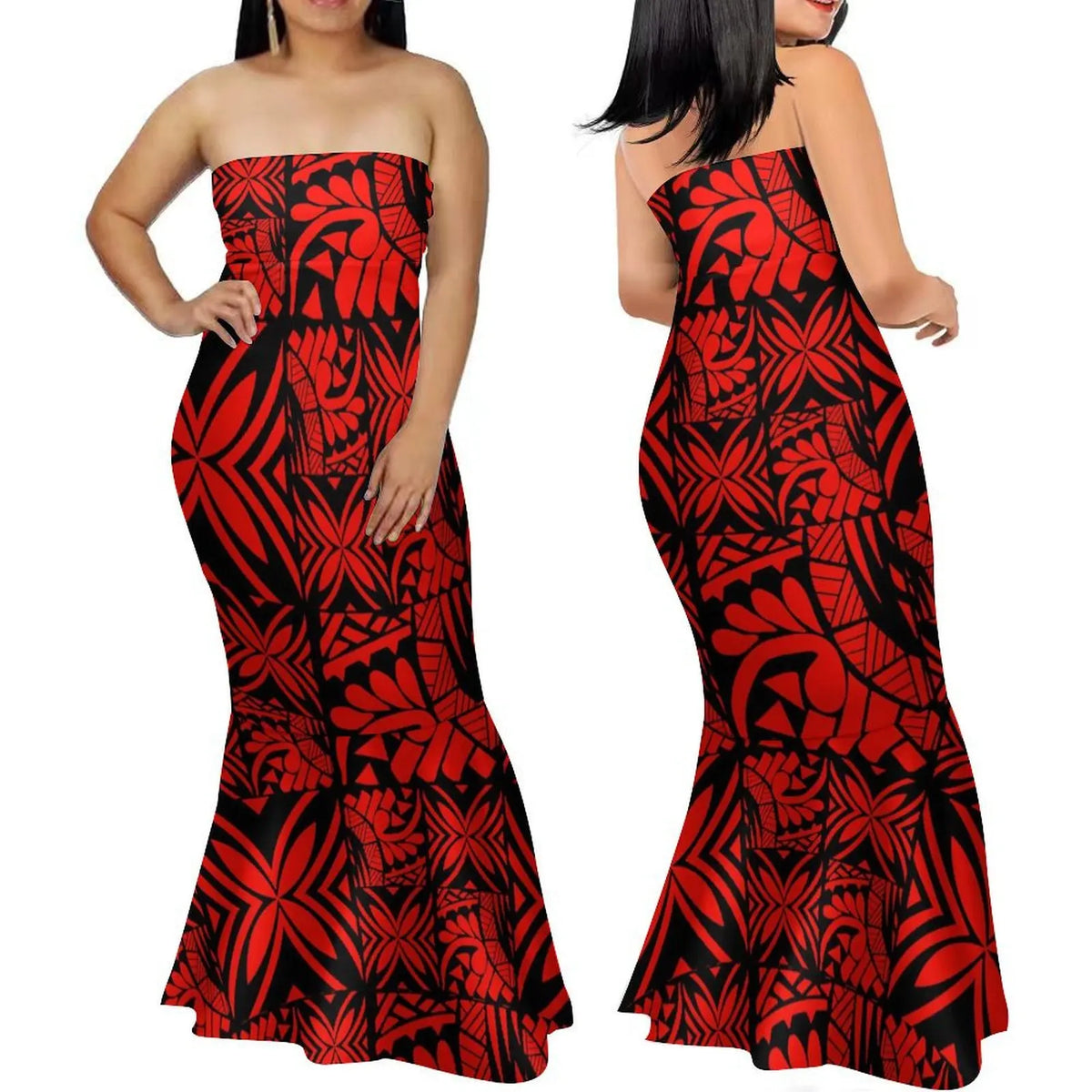 Polynesian Women'S Dress Summer Strapless Fishtail Dress Elegant Temperament Long Dress Banquet High Quality