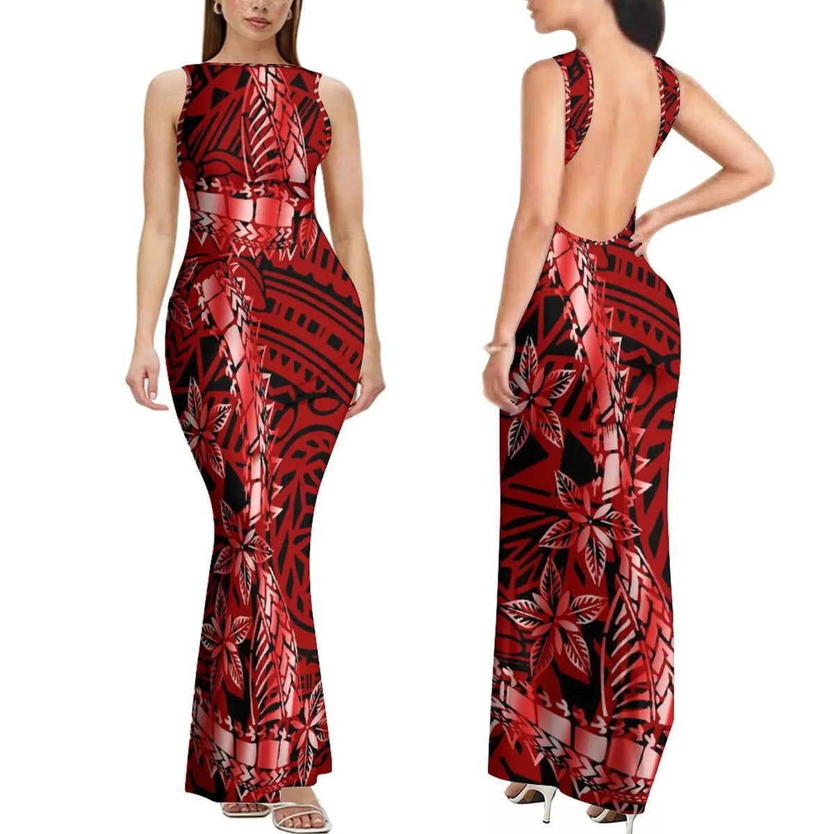 Polynesian Custom-Designed Stylish Comfortable Sleeveless Long Slim Sexy Backless Women'S Dress Elegant Evening Dress