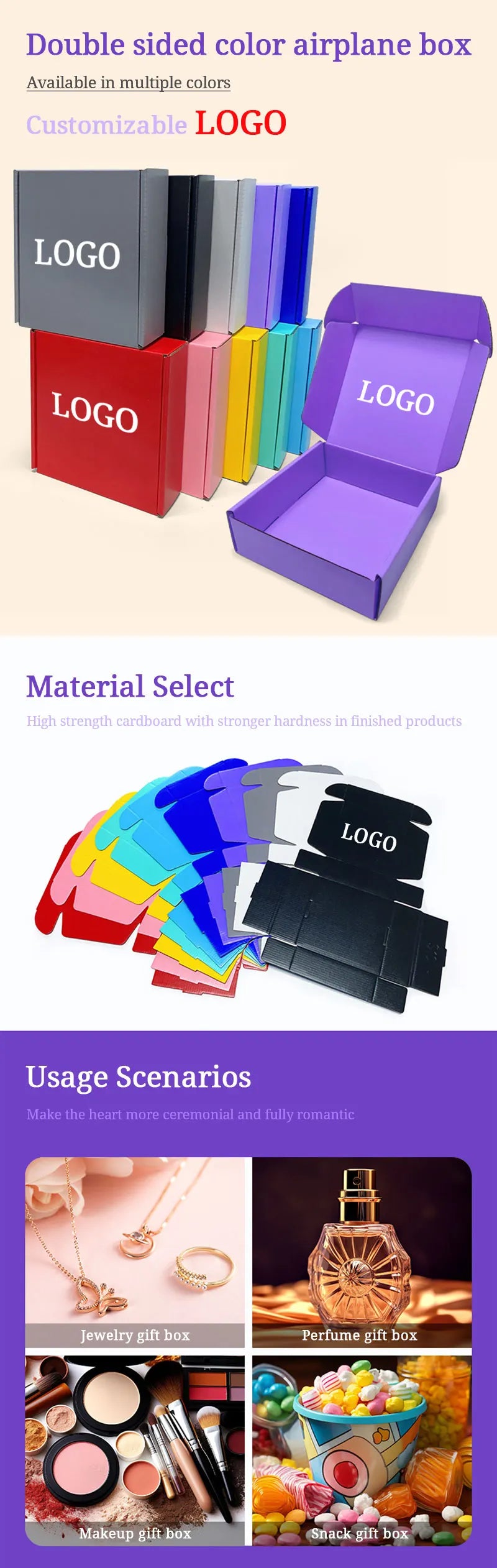 5pcs Extra Hard Airplane Box Cosmetics Shirt Wig Gift Box Wedding Party Paper Box Folding Clothing Box Gift Box Packing