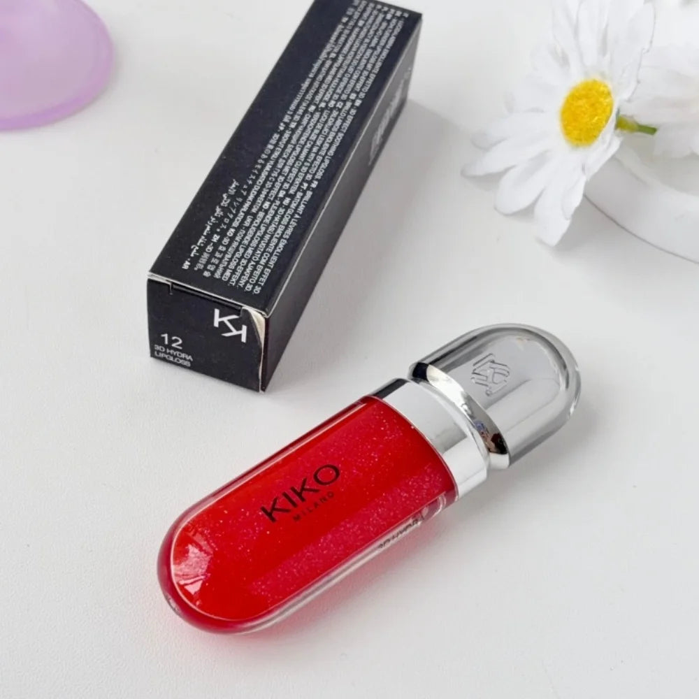 KIKO 3D Liquid Gloss Lip Glaze Mirror Plumper Lipstick Nourished Glossy Full Lips Not Fading Milk Tea Bean Paste Makeup Cosmetic