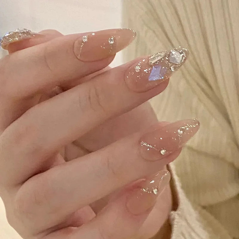 24Pcs Love Heart Butterfly Coffin Fake Nails Art French Long Ballet Detachable Wearing Press on Nail Tips Full Cover False Nails