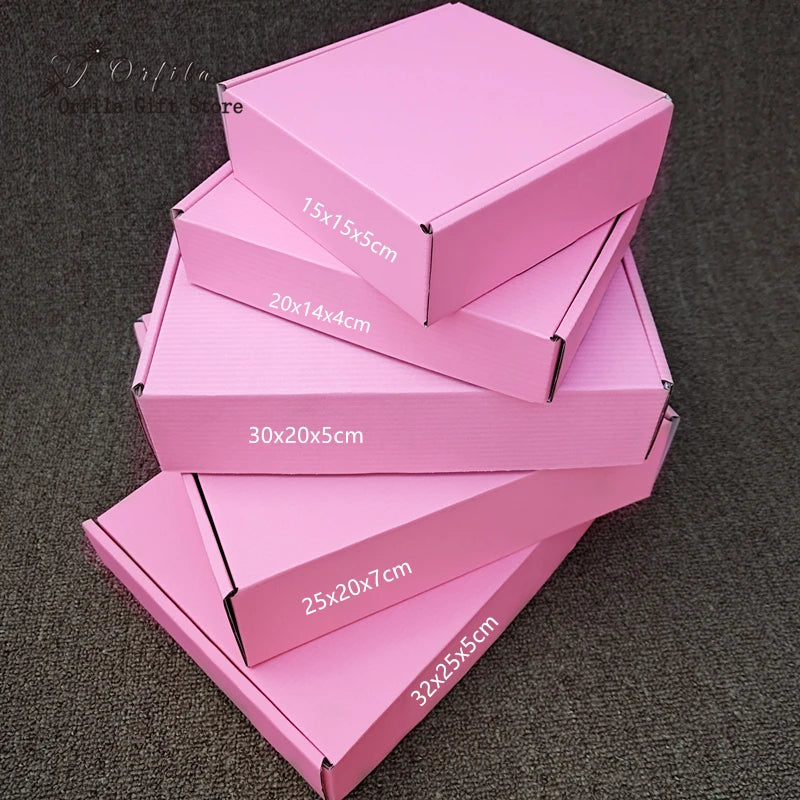 Pink Gift Box with Customized Logo,3-Layer Corrugated Box,Storage Display Carton,Supports Size Printing Logo,Festival Party,10Pc