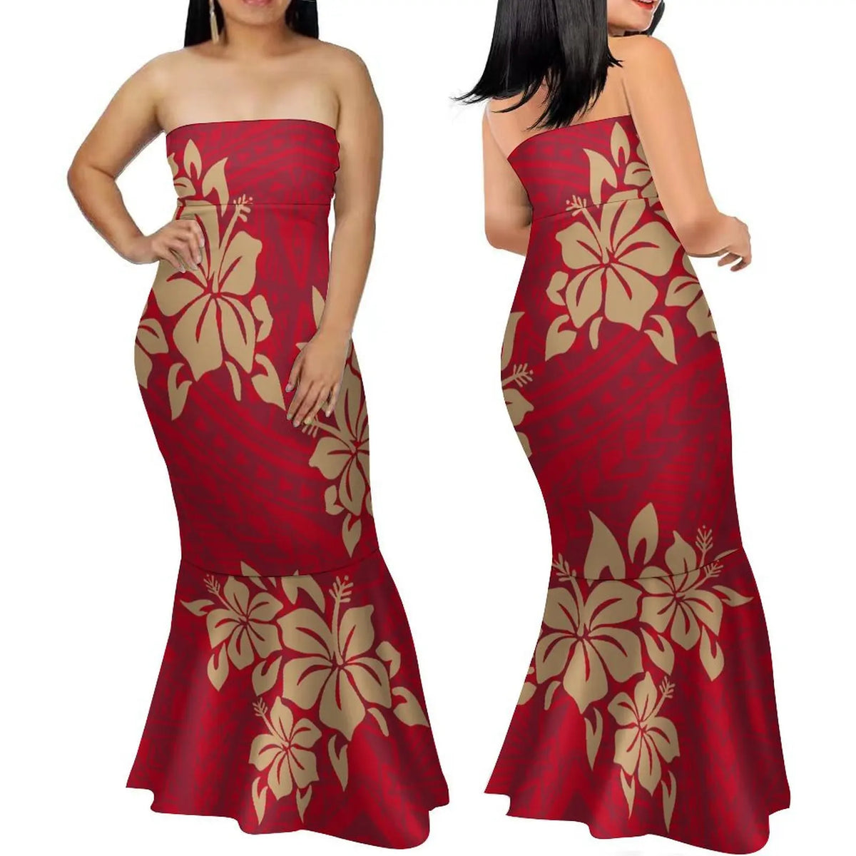 Polynesian Women'S Dress Summer Strapless Fishtail Dress Elegant Temperament Long Dress Banquet High Quality